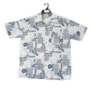 Maui Trading Company Button Up Hawaiian Shirt Men's L Tribal Surfer Tropical